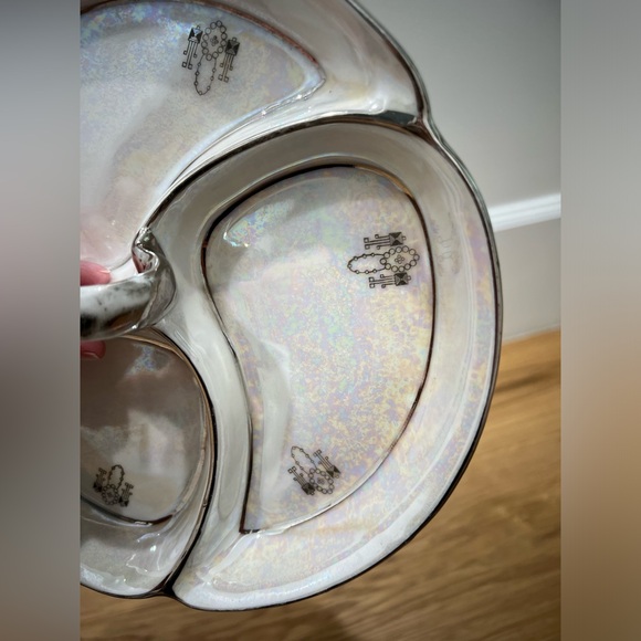 Vintage Prov Saxe Hand painted porcelain divided plate or candy dish Germany - Picture 3 of 13